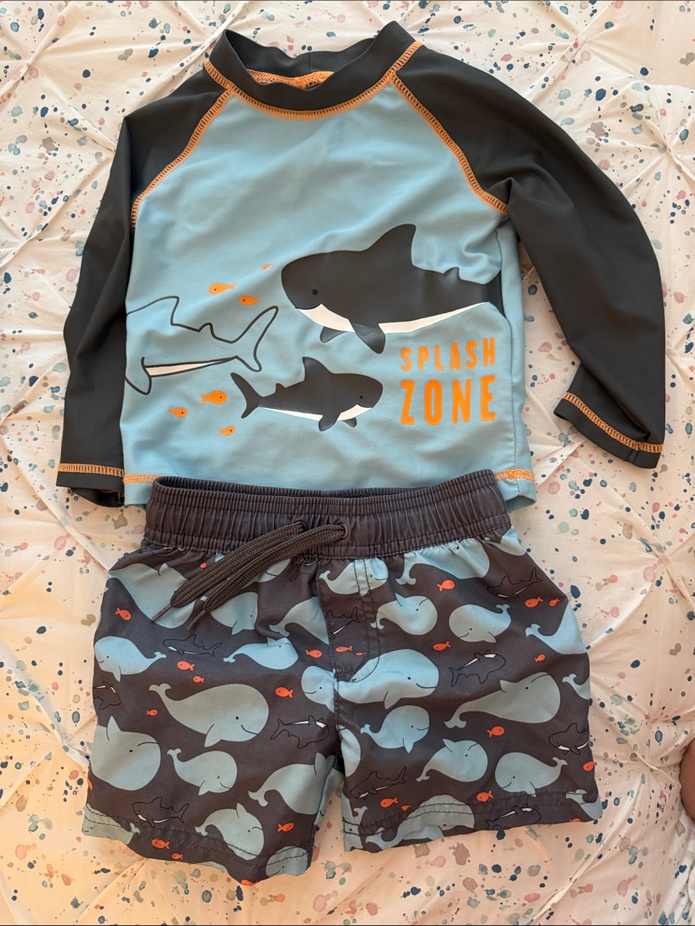 Carter's Blue & Black Shark Rashguard Swim Set